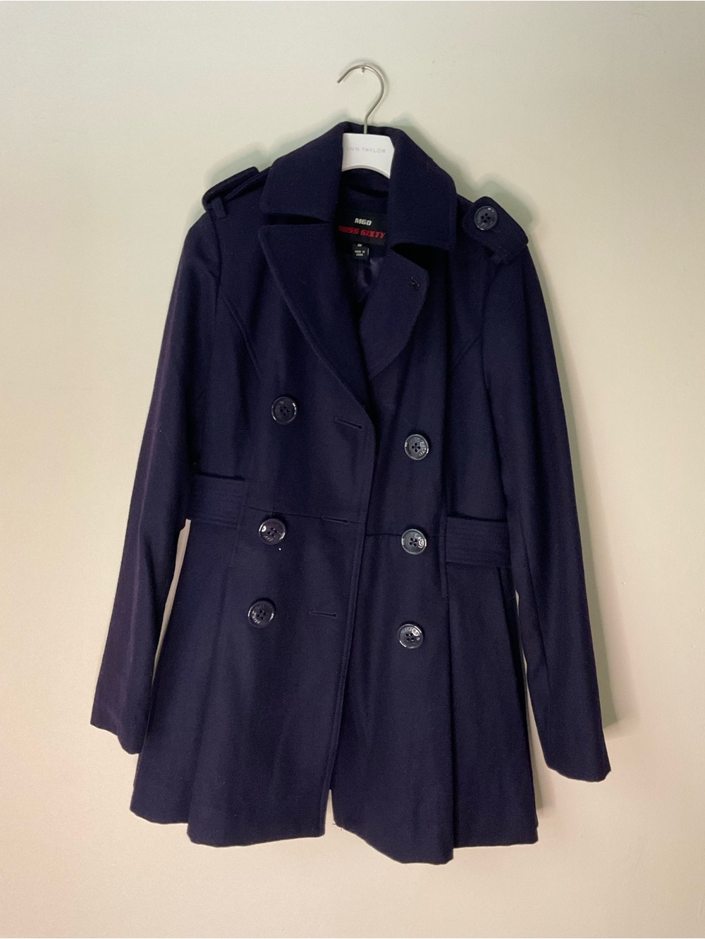 Miss Sixty Navy Double-Breasted Pea Coat